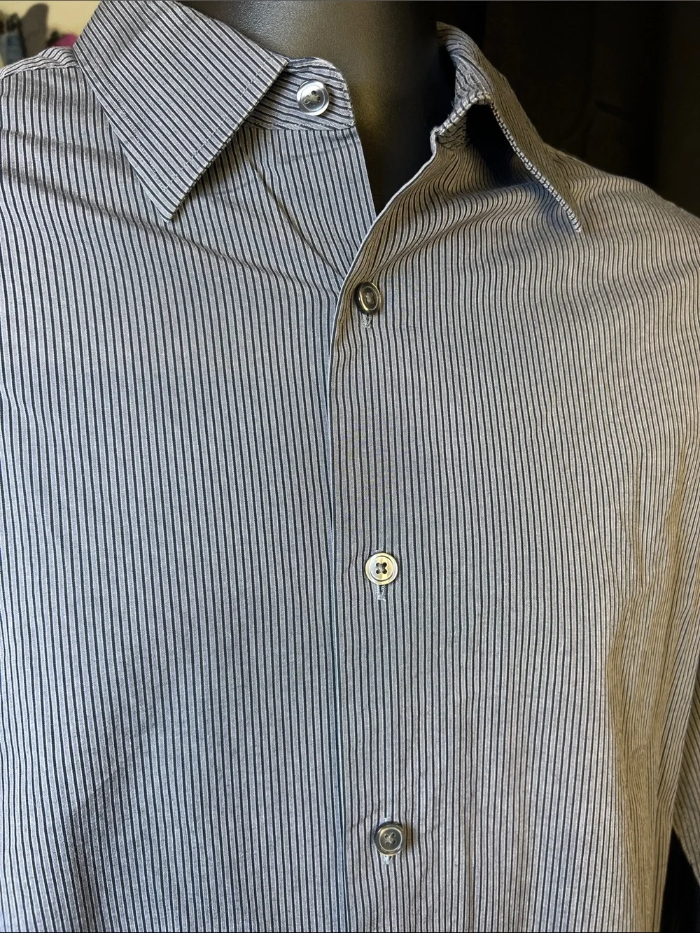 Banana Republic Men's Pinstripe Dress Shirt - Gray & White